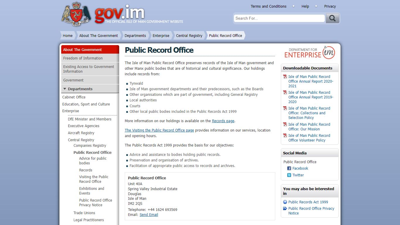 Isle of Man Government - Public Record Office